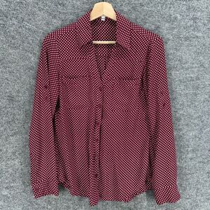 Express Shirt Women S Small Red Polka Dot Button Up Collared The Portofino